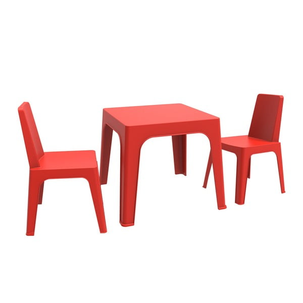 Červený dětský zahradní set 1 stolu a 2 židliček Resol Julieta