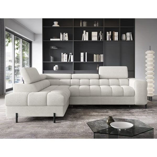 Kreem buklee-kangast lahtikäiv/sahtliga nurgadiivan (vasak nurk/L-kujuline) Ferucce – ELTAP-image-1