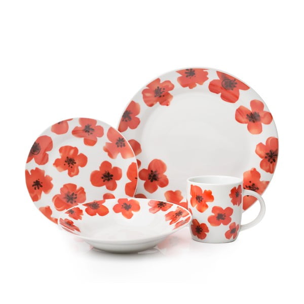 16dílný porcelánový set nádobí Sabichi Spring Poppy