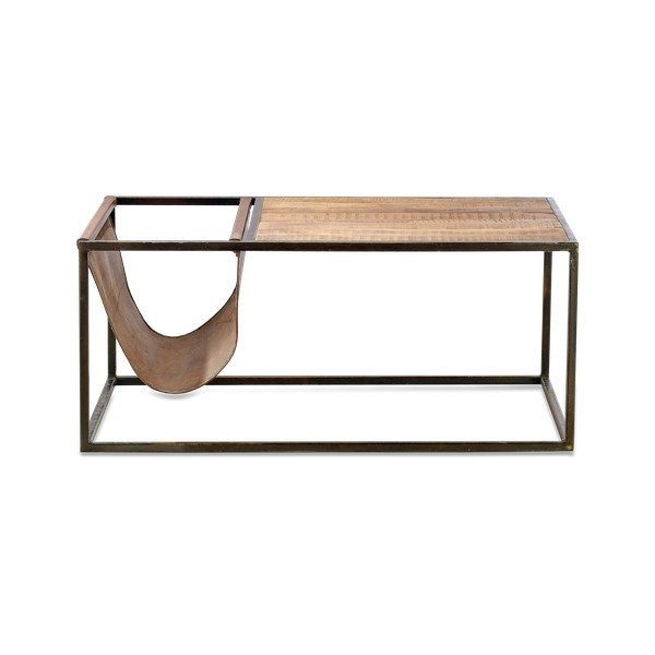 Mangopuust ja nahast kohvilaud Alera - Nkuku