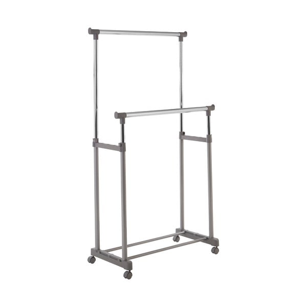 Hõbedane metallist teleskoopiline/ratastega riidenagi – Premier Housewares-image-2