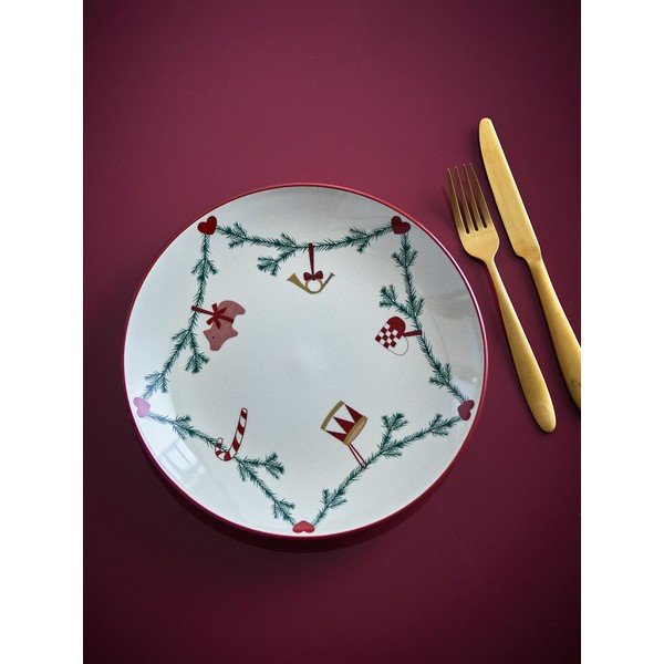 Kreemjas jõulumotiiviga kivikeraamikast taldrik, ø 25,5 cm Yule – Bloomingville-image-2