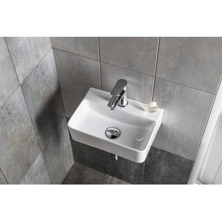 Valge keraamika väike vannitoa valamu  36x25 cm Gerda – Sapho