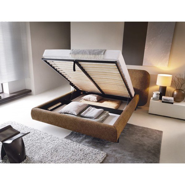 Ookerkollane polsterdatud kaheinimesevoodi koos panipaiga ja voodipõhjaga 160x200 cm Pointt - ELTAP-image-2