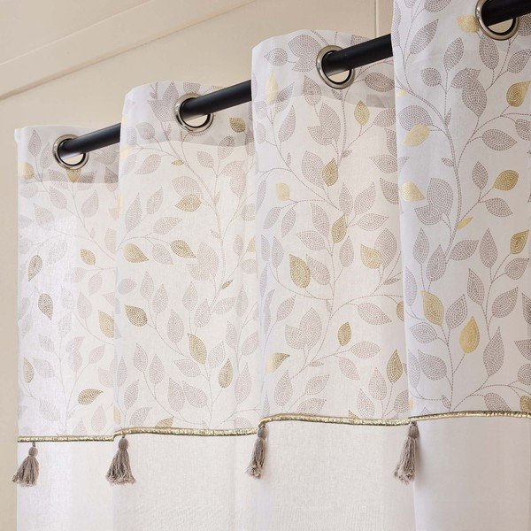 Valge puuvillaseguga kardin 140x240 cm Duchesse - douceur d'intérieur-image-2