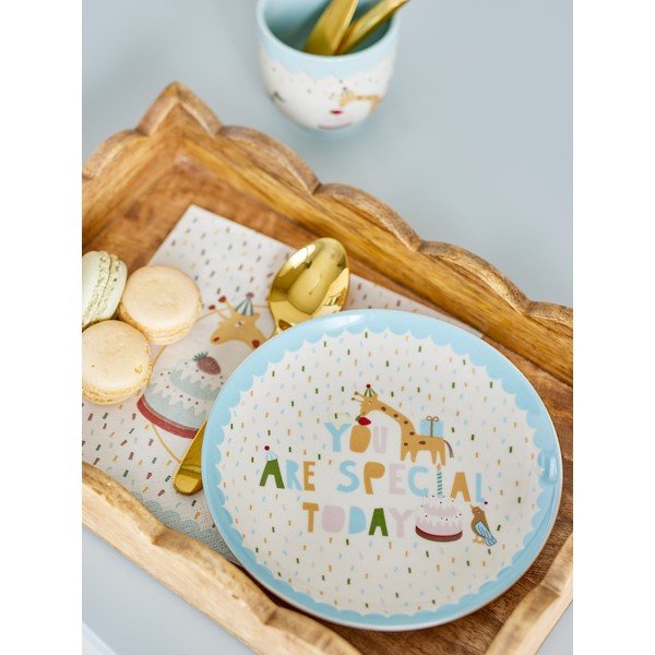 Helesinine/kreem kivikeraamikast laste taldrik ø 16 cm Celebrate - Bloomingville Mini-image-2