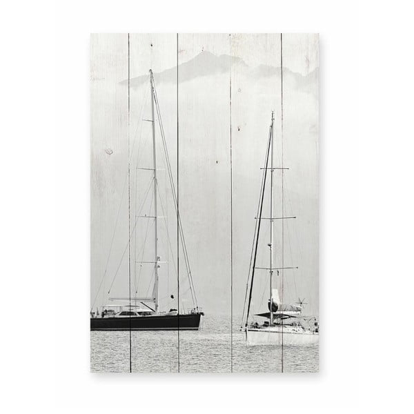 Nástěnná cedule z borovicového dřeva Really Nice Things Nautica Fotografia, 40 x 60 cm
