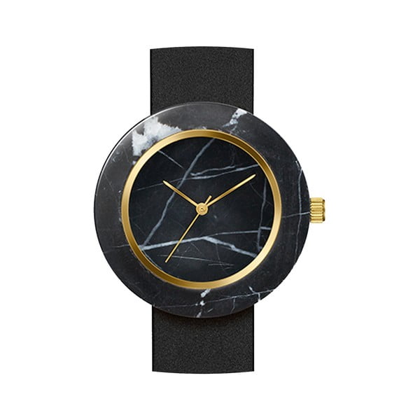 Černé mramorové hodinky s černým řemínkem Analog Watch Co. Marble