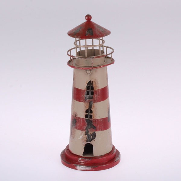 Kovový závěsný svícen Red Stripes Lighthouse, 22 cm