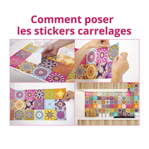 60 dekoratiivse seinakleebise komplekt , 15 x 15 cm Fernando - Ambiance-image-3