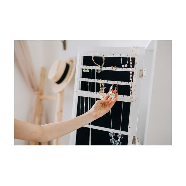 Valge põrandal seisev ehtekapp koos peegli ja LED taustavalgustusega Bien - Bonami Essentials-image-4