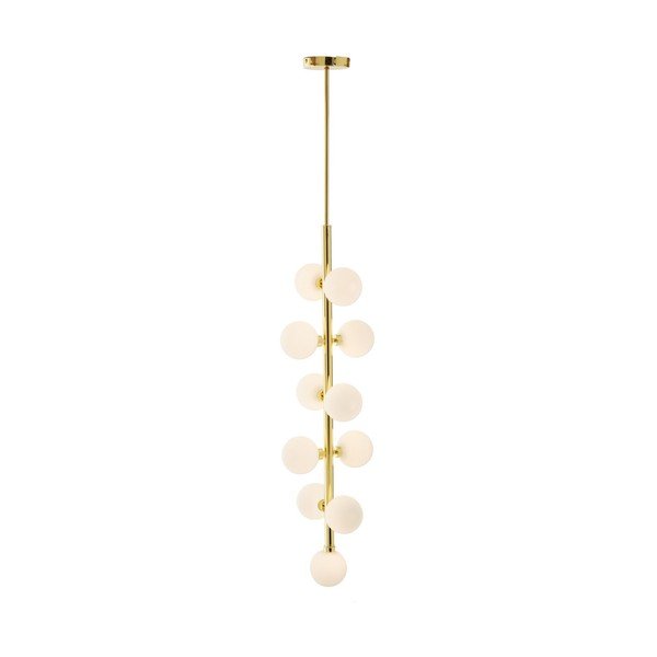 Valge/kuldse värvi metallist ripplamp klaasist varjuga, ø 27 cm Trieste - Premier Housewares-image-4