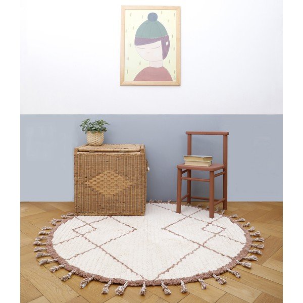 Käsitsi valmistatud valge ja pruun puuvillane vaip , ø 120 cm Come - Nattiot-image-2