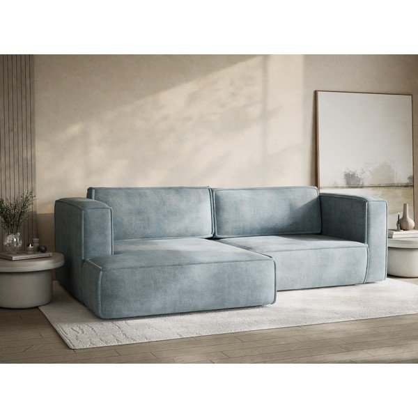 Helesinine šenilldiivanvoodi/panipaigaga nurgadiivan (vasak nurk/diivanvoodiga) Velto - Maison de Rêve-image-4