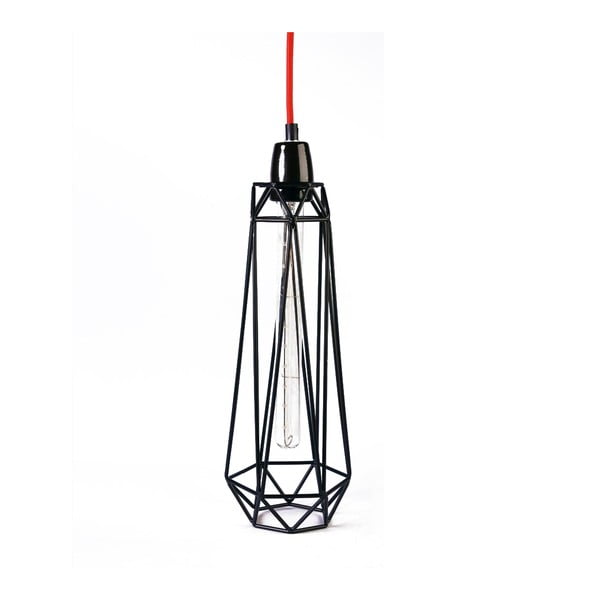 Světlo s černým stínítkem a červeným kabelem Filament Style Diamond #2