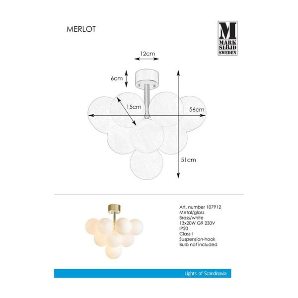 Plafond Brass 13L laevalgusti Merlot - Markslöjd-image-2