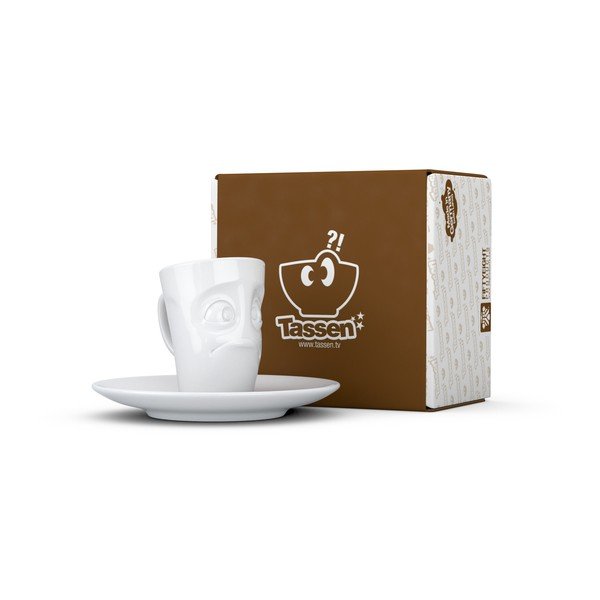 Valge pettunud portselanist espressotass koos taldrikuga , maht 80 ml - 58products-image-3