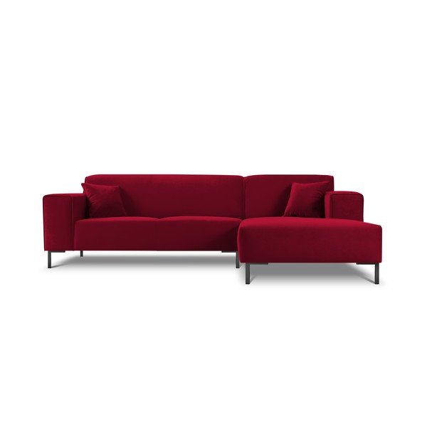 Červená sametová rohová pohovka Cosmopolitan Design Siena, pravý roh-image-3