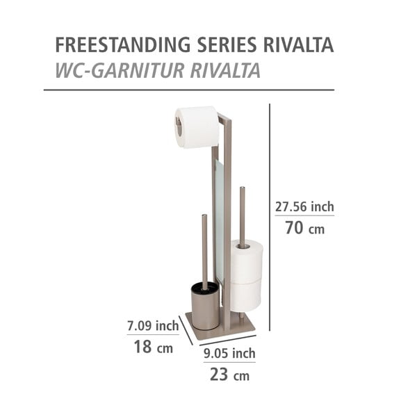 Helepruun tualettpaberi hoidja koos tualettharjaga Rivalta - Wenko-image-4