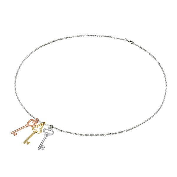 Dámský náhrdelník s přívěskem ve stříbrné, zlaté a růžovozlaté barvě Tassioni Key