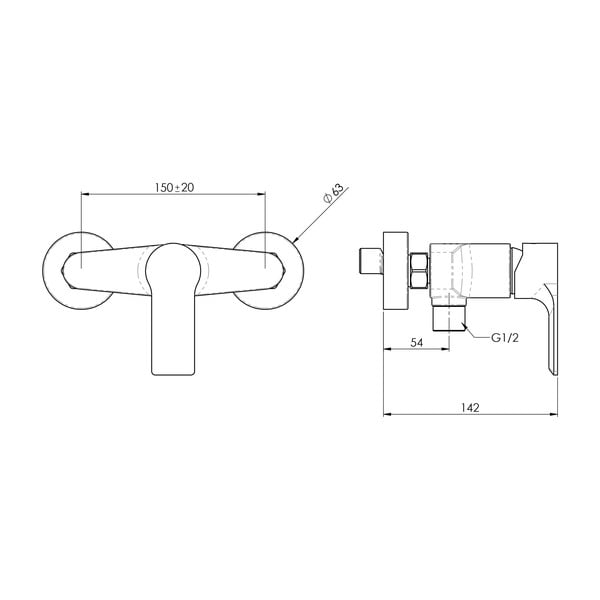Hõbe seinasegisti (1 väljund) Pax - Sapho-image-2