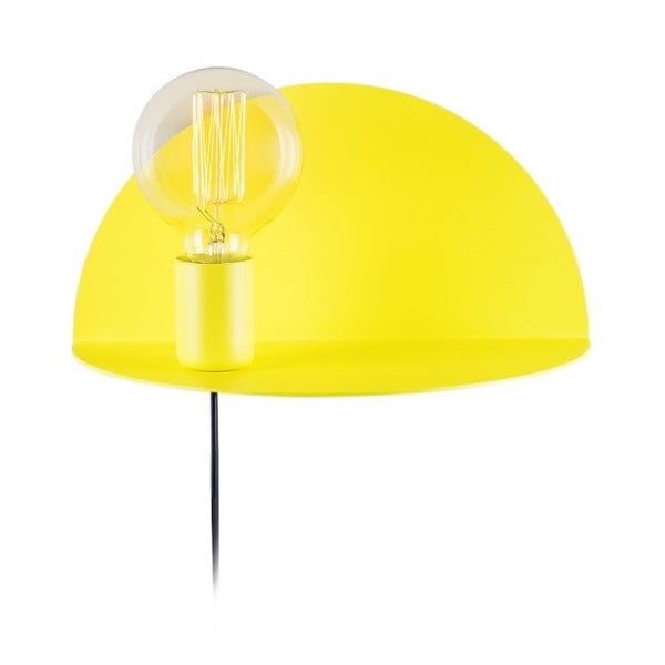Žlutá nástěnná lampa s poličkou Shelfie, výška 15 cm
