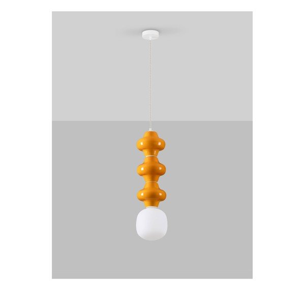 Valge/oranž keraamiline ripplamp klaasist varjuga, ø 18 cm Clio - Nova Luce-image-2