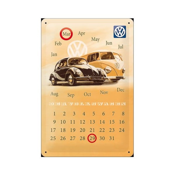 Plechový kalendář Volkswagen, 20x30 cm