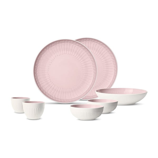 7dílný set bílo-růžového porcelánového nádobí Villeroy & Boch Blossom