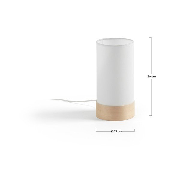 Valge pöögipuidust lauavalgusti tekstiilist varjuga (kõrgus 26 cm) Slat - Kave Home-image-4