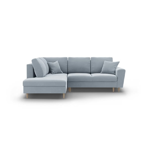 Helesinine sametist panipaigaga nurgadiivanvoodi (vasak nurk/"L"-kujuline) Kyoto - Cosmopolitan Design