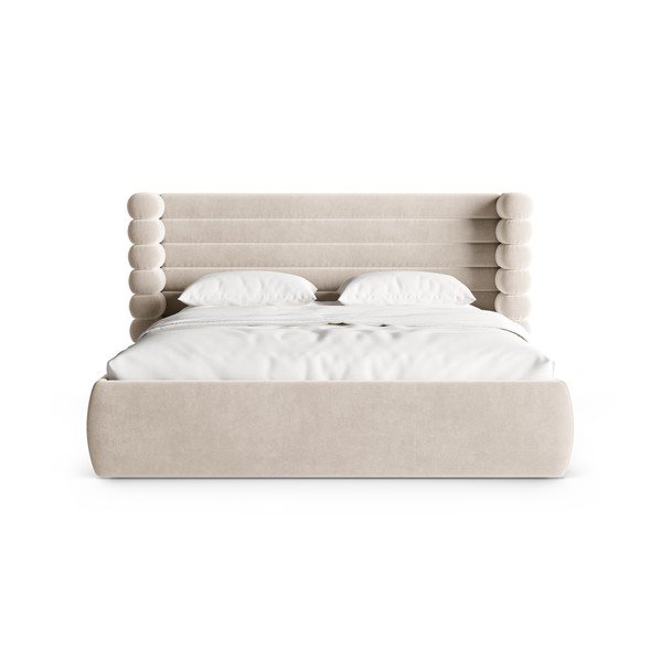 Beež polsterdatud kaheinimesevoodi koos panipaiga ja voodipõhjaga 160x200 cm Mount - Micadoni-image-4