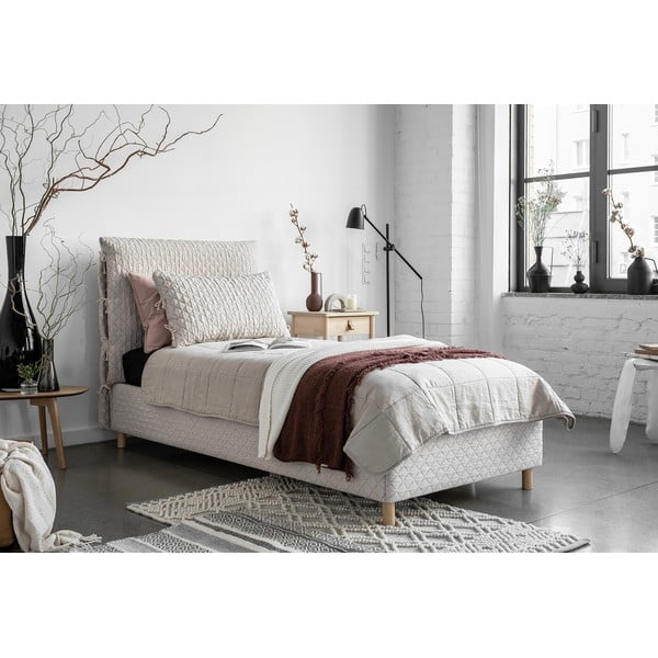 Beež polsterdatud üheinimesevoodi koos voodipõhjaga 90x200 cm Sleepy Luna – Miuform-image-3