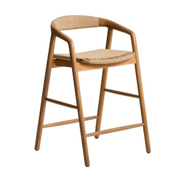 Naturaalses värvitoonis tammepuidust käetugedega baaritool (istme kõrgus 65 cm) Derile - Kave Home