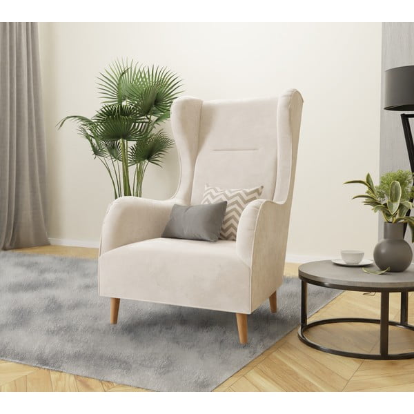 Kreem sametist tugitool Carole - Ropez-image-3