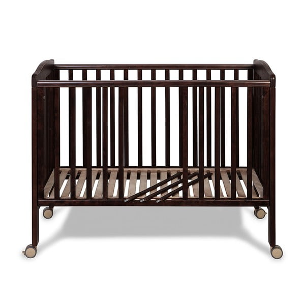 Tmavě hnědá postýlka na kolečkách s polohovatelnou bočnicí YappyKids Qu, 120 x 60 cm-image-2