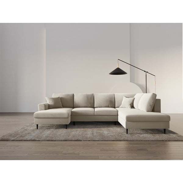 Beež sametist panipaigaga nurgadiivanvoodi (parem nurk/"U"-kujuline) Kyoto - Cosmopolitan Design-image-2