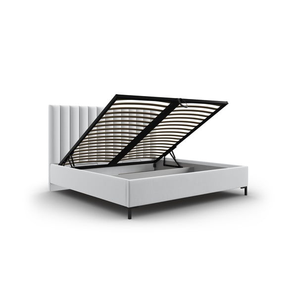 Helehall polsterdatud kaheinimese voodi koos voodipõhjaga ja panipaigaga 140x200cm Casey - Mazzini Beds-image-3