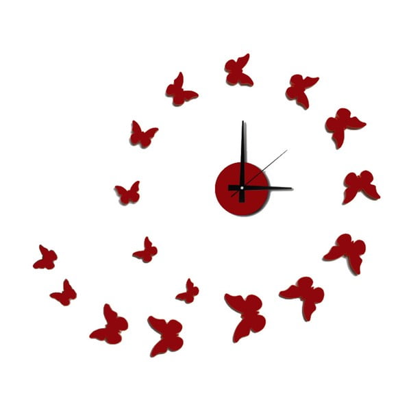 Nástěnné nalepovací hodiny Mauro Ferretti Butterflies Red, ⌀ 60 cm