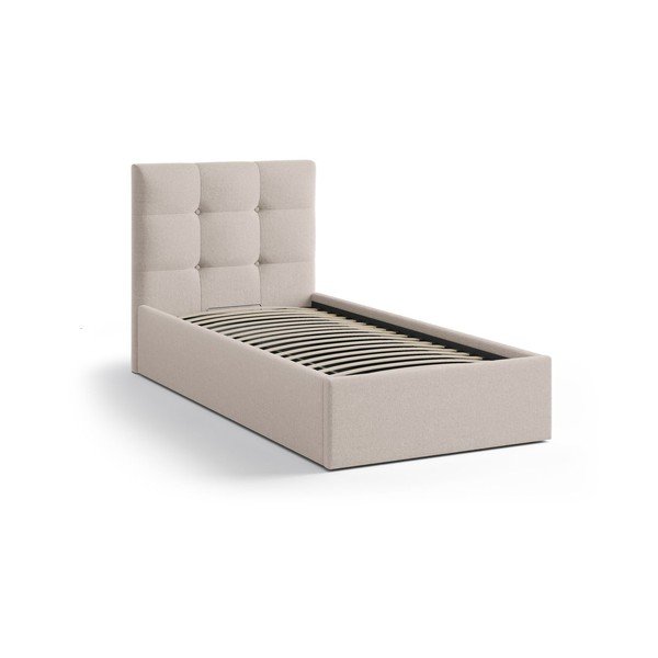 Helepruun polsterdatud üheinimesevoodi koos panipaiga ja voodipõhjaga 90x200 cm Phaedra - Micadoni-image-2