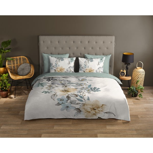 Roheline-kreem puuvillane pikendatud voodipesu üheinimesevoodile 140x220 cm Celina - Good Morning-image-1