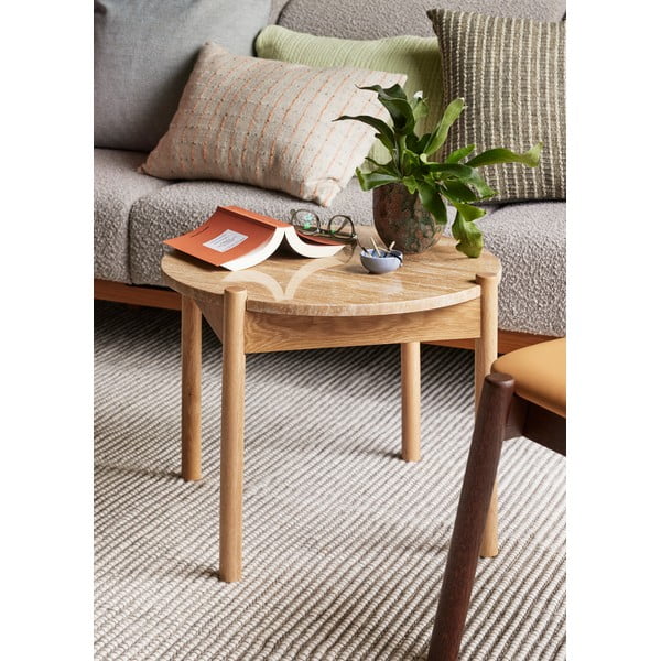 Ümmargune kiviplaadiga diivanilaud ø 60 cm Trava - Hübsch-image-1