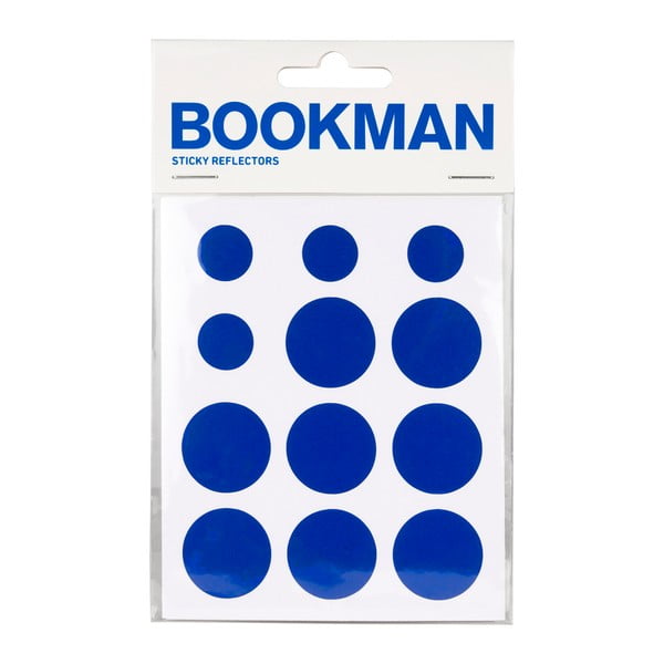 Sada 12 modrých samolepících odrazek Bookman