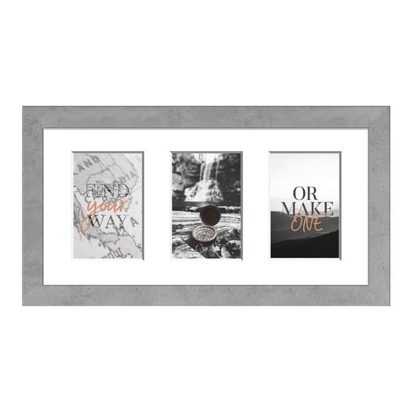 Světle šedý rámeček na 3 fotografie Styler Yellowstone, 23 x 46 cm