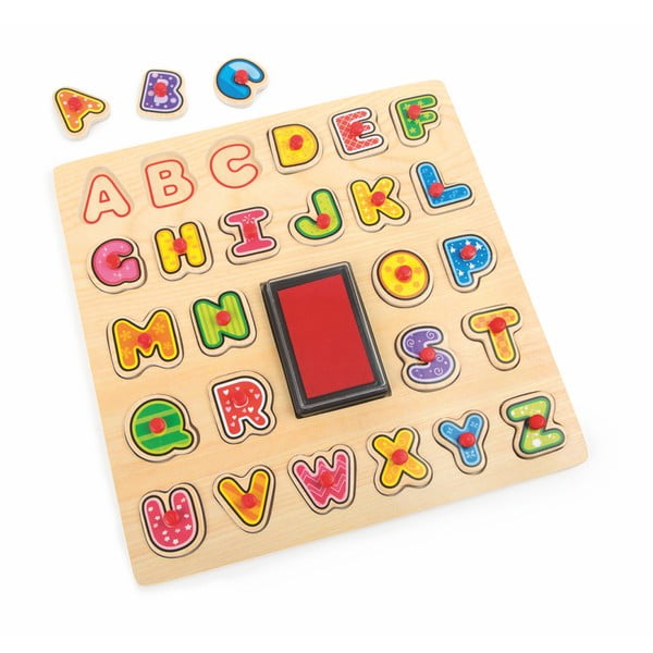 Dřevěná hračka Legler ABC Stamp & Puzzle
