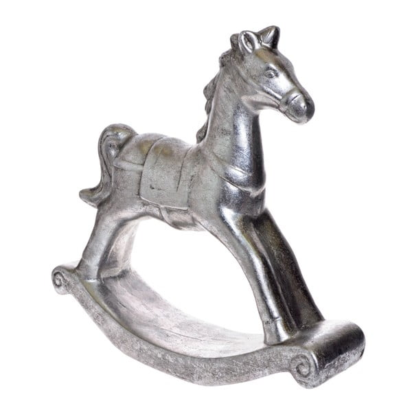 Dekorativní houpací kůň ve stříbrné barvě Ewax, výška 28 cm