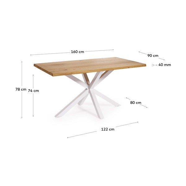 Söögilaud tammepuust pealispinnaga 90x160 cm Argo - Kave Home-image-4