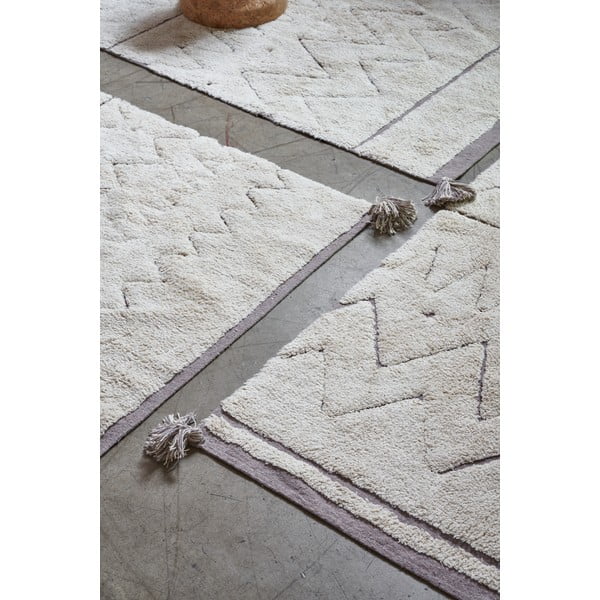 Kreem pestav käsitsi kootud puuvillane vaip 90x130 cm Azteca - Lorena Canals-image-3