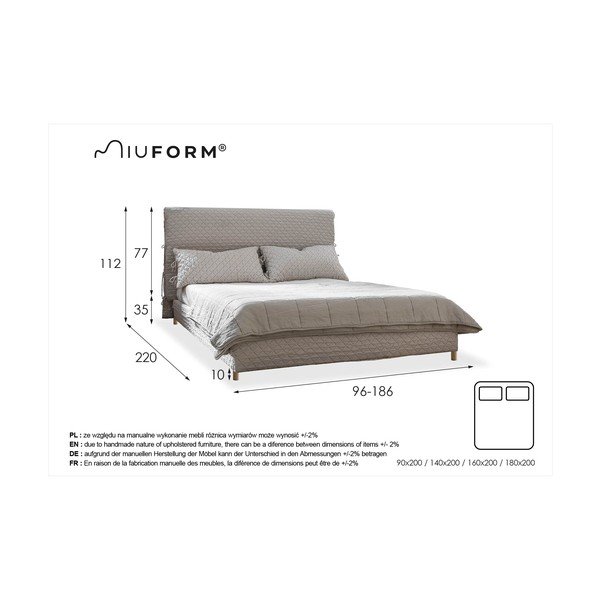 Must polsterdatud kaheinimesevoodi koos voodipõhjaga 140x200 cm Sleepy Luna – Miuform-image-4