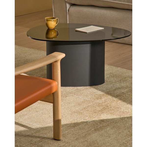 Must kohvilaud klaasist pealispinnaga 74x81,5 cm Olir - Kave Home-image-1